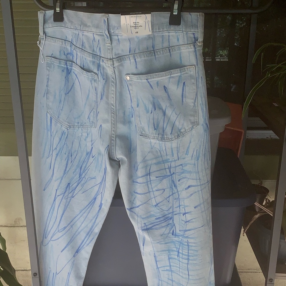 Never worn custom blue h&m jeans